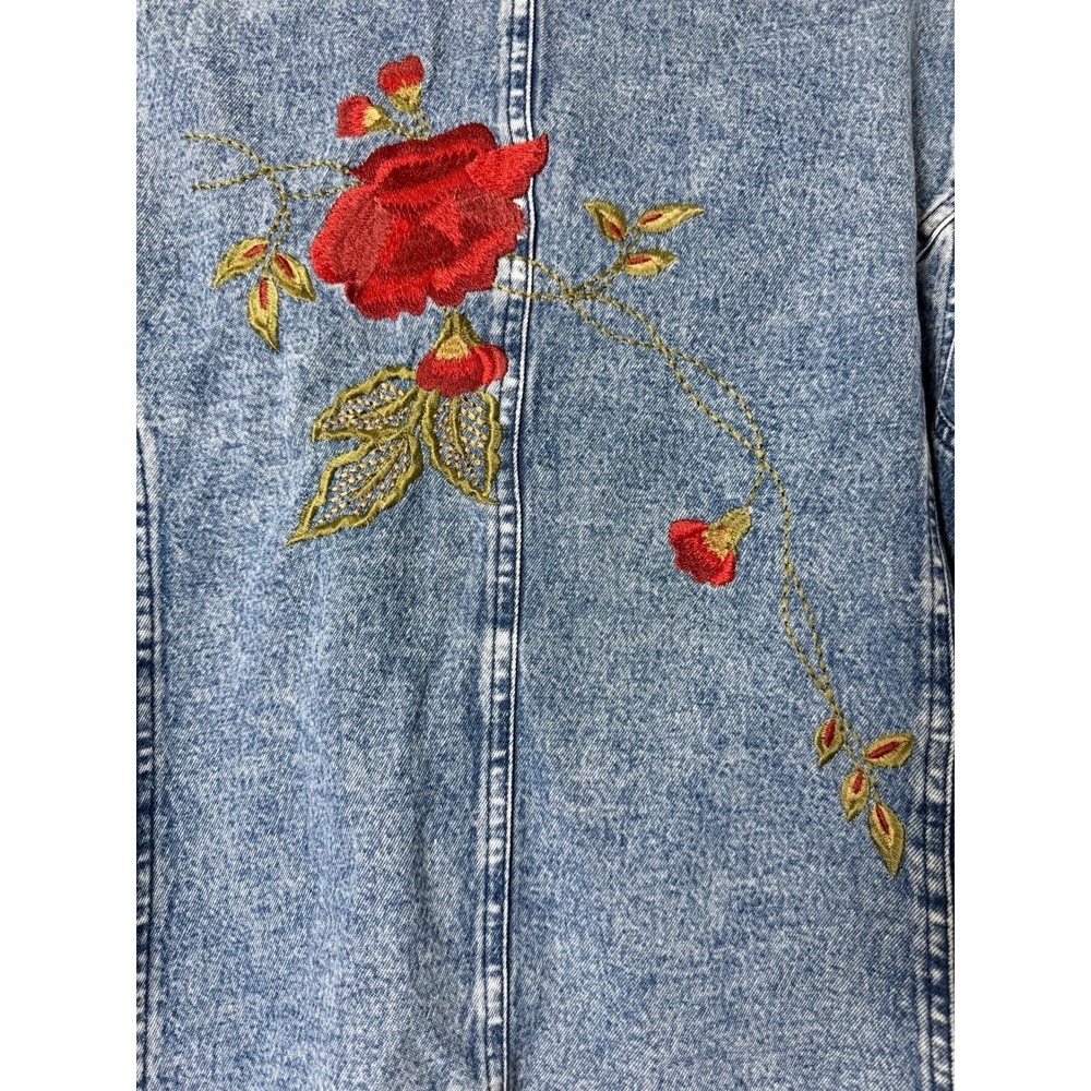 Mirasol Embroidered Denim Blazer Jacket XL Floral Rose Boho Cottagecore Western - Picture 7 of 8